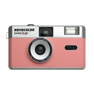 swiss+go cámara 35mm con flash rosa reutilizable con funda