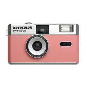 swiss+go cámara 35mm con flash rosa reutilizable con funda