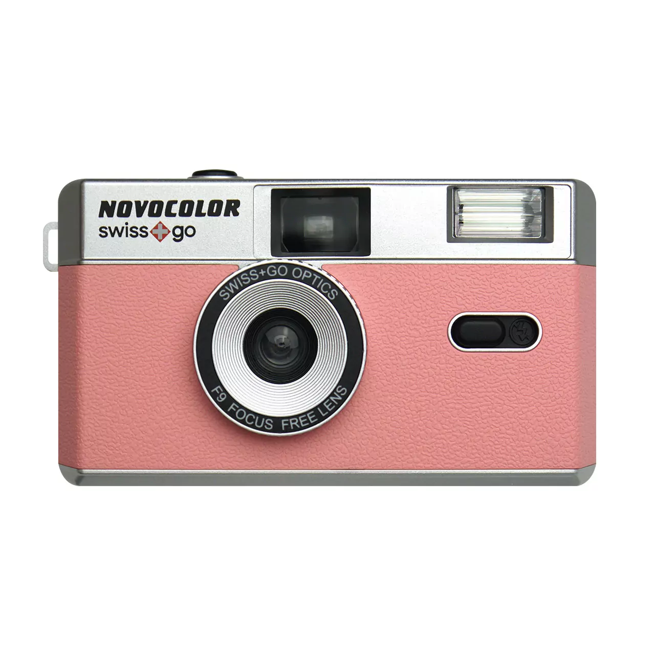 Swiss+Go Novocolor Cámara 35mm con Flash Rosa – Reutilizable con Funda y Correa swiss+go cámara 35mm con flash rosa reutilizable con funda