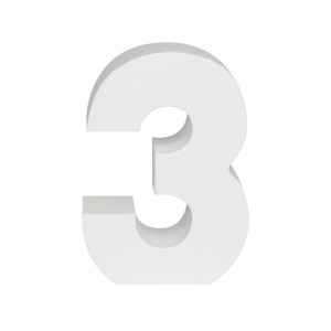 AP Letra Decorativa MDF - núm. 3   7x10  Blanca