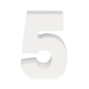 AP Letra Decorativa MDF - núm. 5   7x10  Blanca