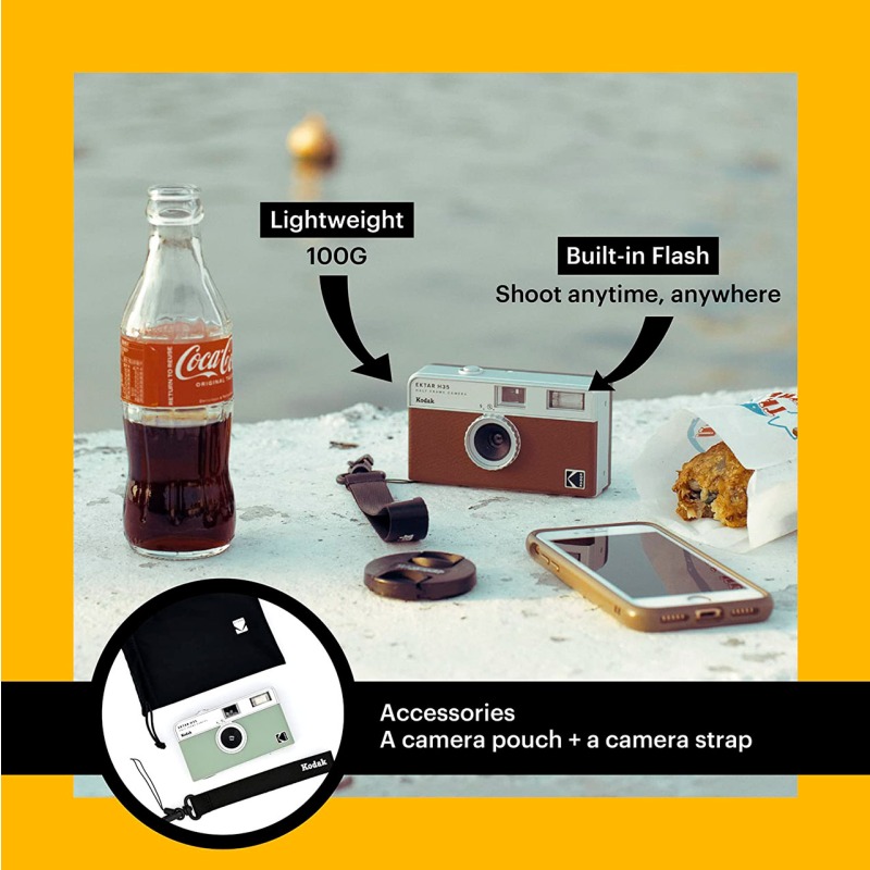 Custodia In Silicone Con Tracolla Per Kodak EKTAR H35 – Protezione Antiscivolo E Design Pelle (Marrone) - 4