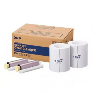 Pack de papel térmico DNP QW410 PD Standard 10x15 para 300 fotos, compatible con impresoras DNP