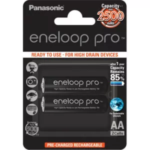 Pila AA Panasonic Eneloop Pro Recargable R6 Ni-MH 2500mAh 1,2V Pack 2u
