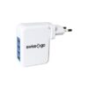 swiss+go C-42 Cargador de pared de Viaje | 4 puertos USB de salida | Kit adaptadores AC incluidos